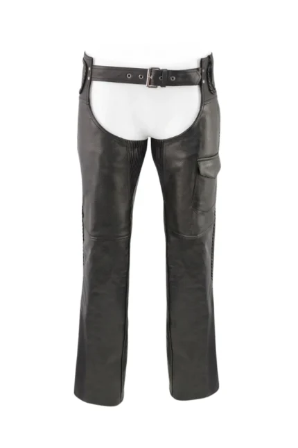 Road Rider Black Leather Motorcycle Chaps