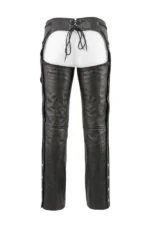 Road Rider Black Leather Motorcycle Chaps Back View