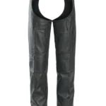 Roadbound Black Leather Motorcycle Chaps for Men