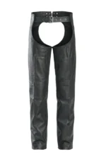 Roadbound Black Leather Motorcycle Chaps for Men