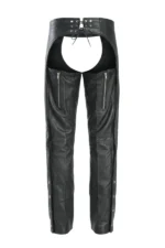 Roadbound Black Leather Motorcycle Chaps for Men Back View