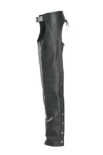 Roadbound Black Leather Motorcycle Chaps for Men Side View