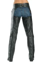 Roadbound Black Leather Motorcycle Chaps for Men Worn Back View