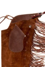 Rugged Brown Suede Fringe Shotgun Chaps Pocket View