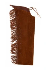 Rugged Brown Suede Fringe Shotgun Chaps Side View