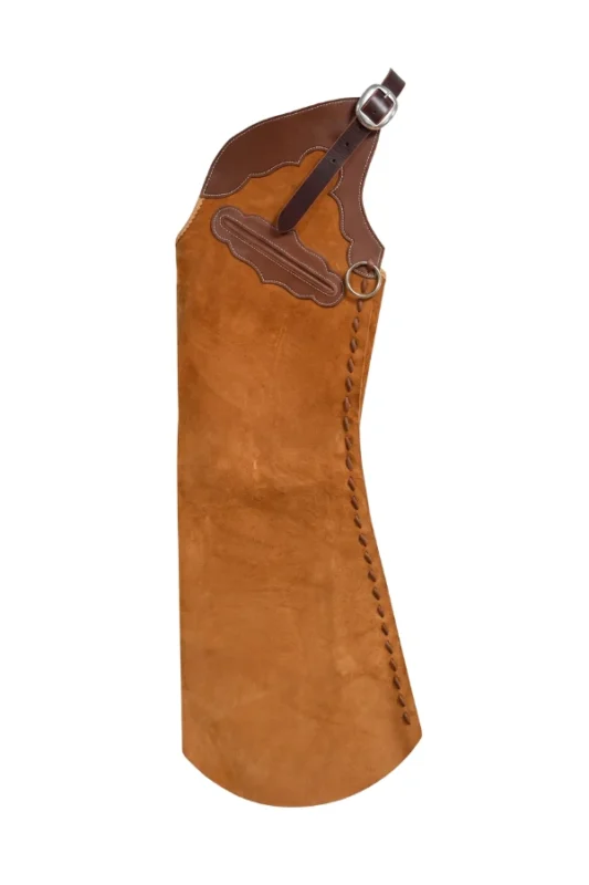 Rugged Tan Suede Batwing Chaps with Scalloped Leather Trim