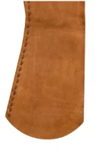 Rugged Tan Suede Batwing Chaps with Scalloped Leather Trim Details View