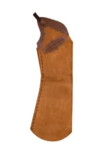 Rugged Tan Suede Batwing Chaps with Scalloped Leather Trim Side View