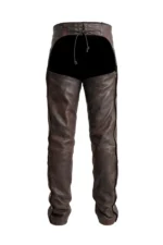 Rugged Trail Brown Leather Motorcycle Chaps Back View