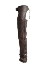 Rugged Trail Brown Leather Motorcycle Chaps Side View