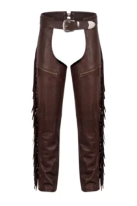Rust Horizon Big & Tall Fringe Leather Motorcycle Chaps