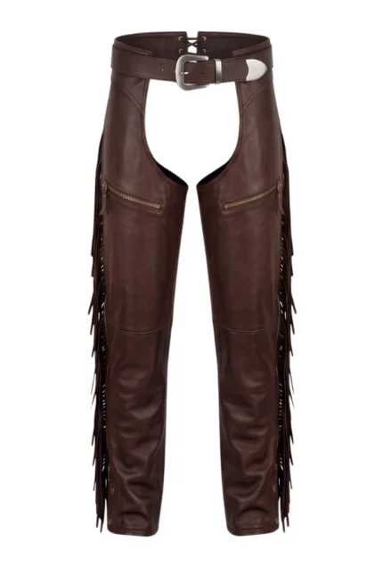 Rust Horizon Big & Tall Fringe Leather Motorcycle Chaps
