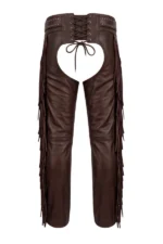Rust Horizon Big & Tall Fringe Leather Motorcycle Chaps Back View
