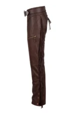 Rust Horizon Big & Tall Fringe Leather Motorcycle Chaps Fringe Detail