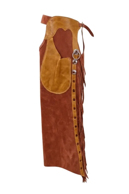 Rustic Two-Tone Leather Fringe Shotgun Chaps