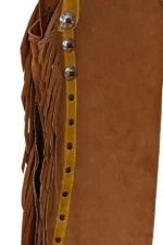 Rustic Two-Tone Leather Fringe Shotgun Chaps Details View