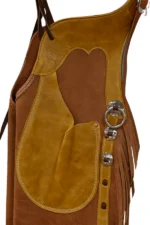 Rustic Two-Tone Leather Fringe Shotgun Chaps Pocket View