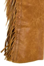 Saddle Ridge Embossed Leather Fringe Shotgun Chaps Details View