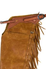 Saddle Ridge Embossed Leather Fringe Shotgun Chaps Pocket View