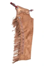 Saddlewood Suede Fringe Shotgun Chaps Side View