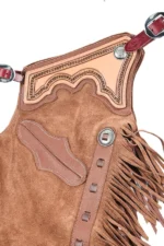 Saddlewood Suede Fringe Shotgun Chaps Yoke View