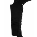 Shadow Black Fringe Western Show Chaps with Curved Yoke