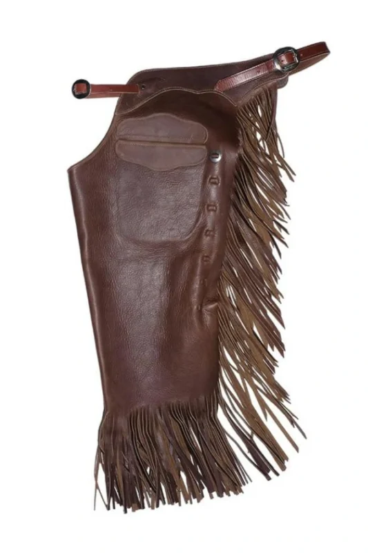 Shadow Creek Leather Chink Chaps with Long Fringe and Utility Pocket