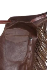 Shadow Creek Dark Brown Leather Chink Chaps with Fringe Details View
