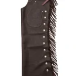 Shadow Creek Leather Shotgun Chaps with Long Brown Fringe