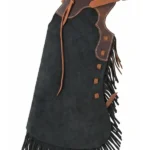 Shadow Creek Black Youth Western Chaps with Brown Leather Trim