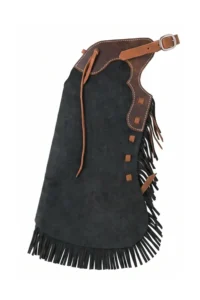 Shadow Creek Black Youth Western Chaps with Brown Leather Trim