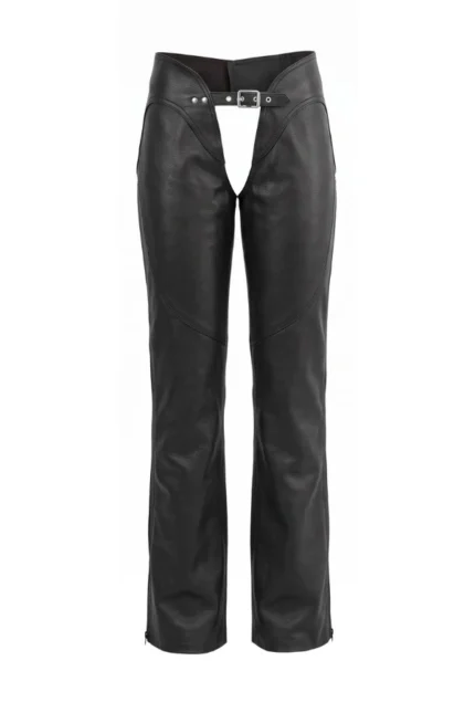 Shadow Curve Women's Black Leather Motorcycle Chaps