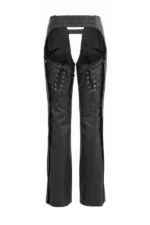 Shadow Curve Women's Black Leather Motorcycle Chaps Back View