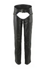 Shadowline Stud Women's Black Leather Motorcycle Riding Chaps