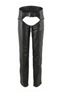 Shadowline Stud Women's Black Leather Motorcycle Riding Chaps