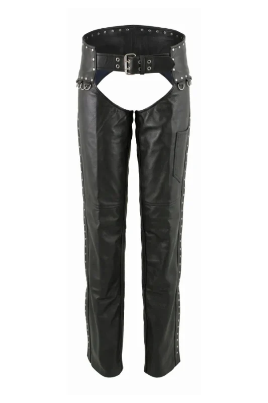 Shadowline Stud Women's Black Leather Motorcycle Riding Chaps