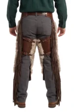 Sierra Crest Woolies Chinks with Textured Leather and Fringe Back View