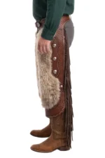 Sierra Crest Woolies Chinks with Textured Leather and Conchos Side View