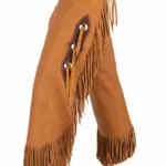 Sierra Heritage Leather Chink Chaps with Basketweave Yoke and Fringe