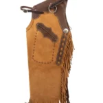 Sierra Outrider Suede Chink Chaps with Contrast Leather Yoke and Fringe