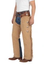 Sierra Tan Woolies Chaps with Leather Fringe Side View
