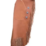 Sierra Trail Leather Chink Chaps with Fringe and Concho Details