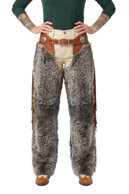 Silver Canyon Woolies Chaps with Embossed Leather