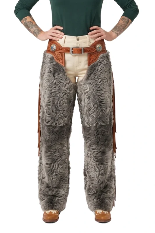 Silver Canyon Woolies Chaps with Embossed Leather
