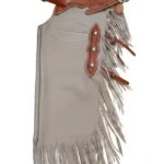 Silver Mesa Gray Leather Chink Chaps with Brown Accents and Conchos
