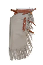 Silver Mesa Gray Leather Chink Chaps with Brown Accents and Conchos