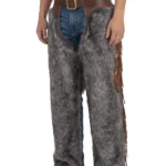 Silver Ridge Gray Woolies Chaps with Leather Fringe