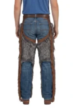 Silver Ridge Gray Woolies Chaps with Leather Fringe Back View