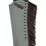 Silver Sage Leather Shotgun Chaps with Tooled Brown Yoke