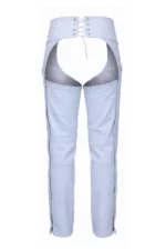 Snowline Stretch Women's White Leather Motorcycle Chaps Back View